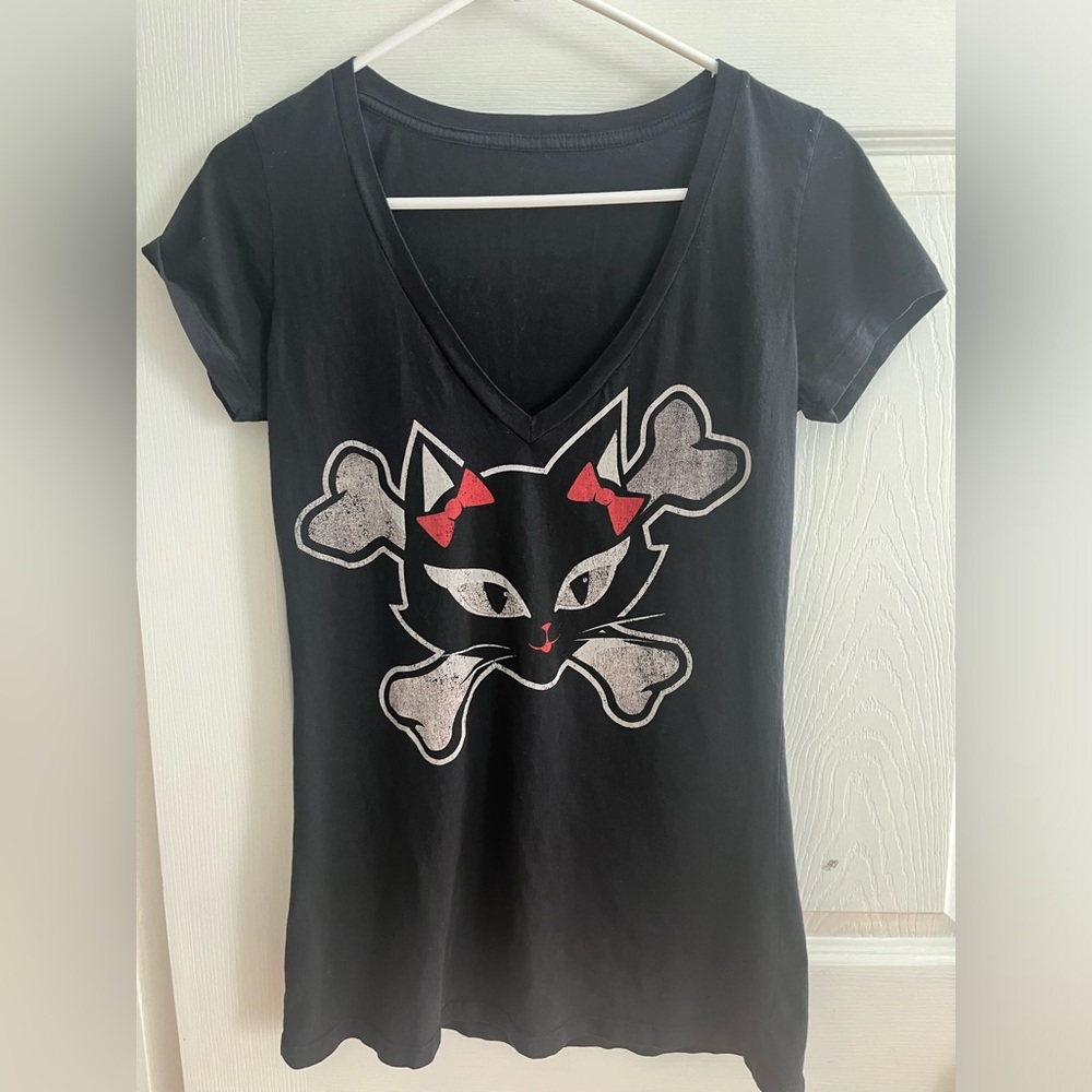 Rock-a-Billy Kitty Shirt Large skinny fit
